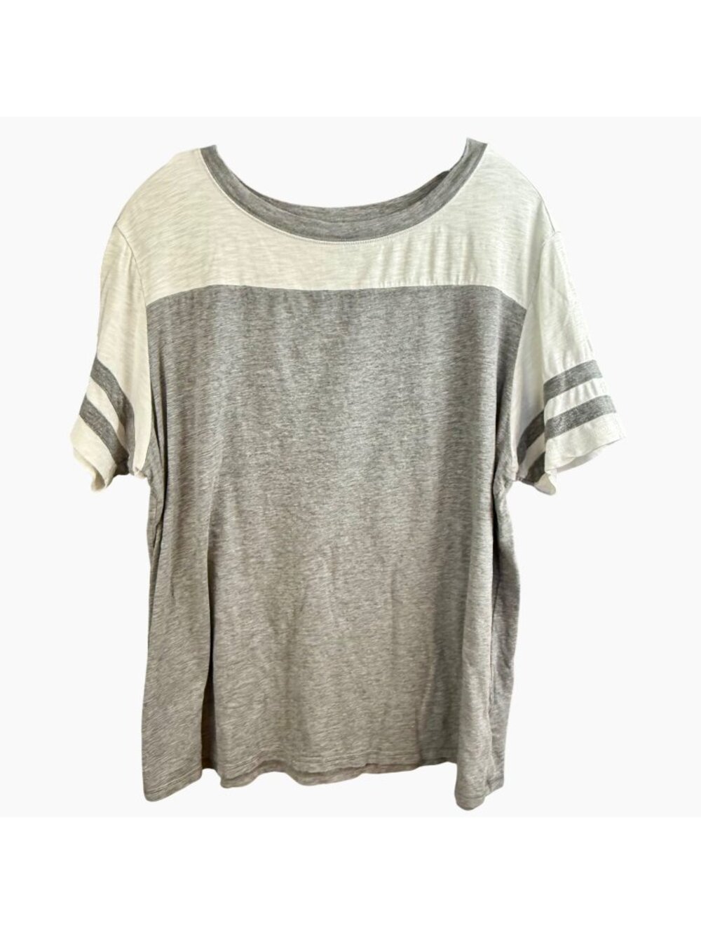 Torrid Super Soft Slub Boat Neck Elbow Sleeve Varsity Tee Gray Cream Size 1/ 1X